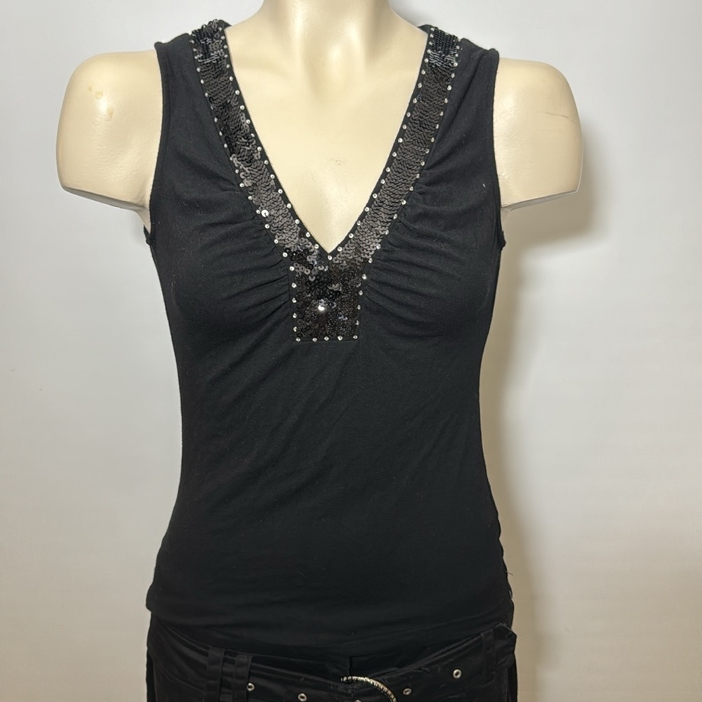 Cache Black Top With Sequins - image 1